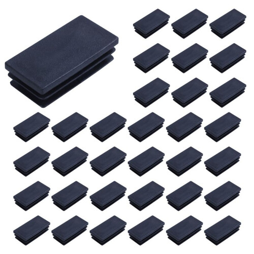 Plastic Rectangle Blanking End Tube Caps Inserts 25x50mm 240pcs Black