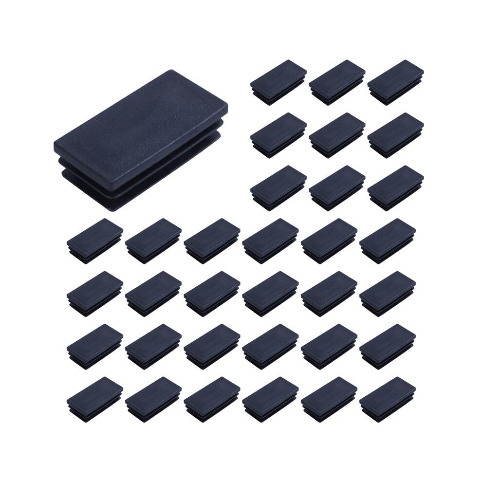 Brecantia Plastic Rectangle Blanking End Tube Caps Inserts 25X50mm 240Pcs Black