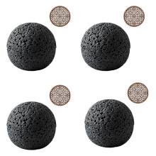 4X Bowl,Molecular Cuisine Creativity Imitate the Round Smoke Cup Black Tableware the Fire Stone Plate