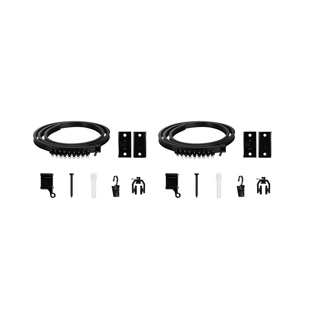 2X Flexible Bendable Curtain Track, Ceiling Wall Mounted, Curved Heavy Duty Rv Sliding Curtain Track 2Meter Black 6032332943742