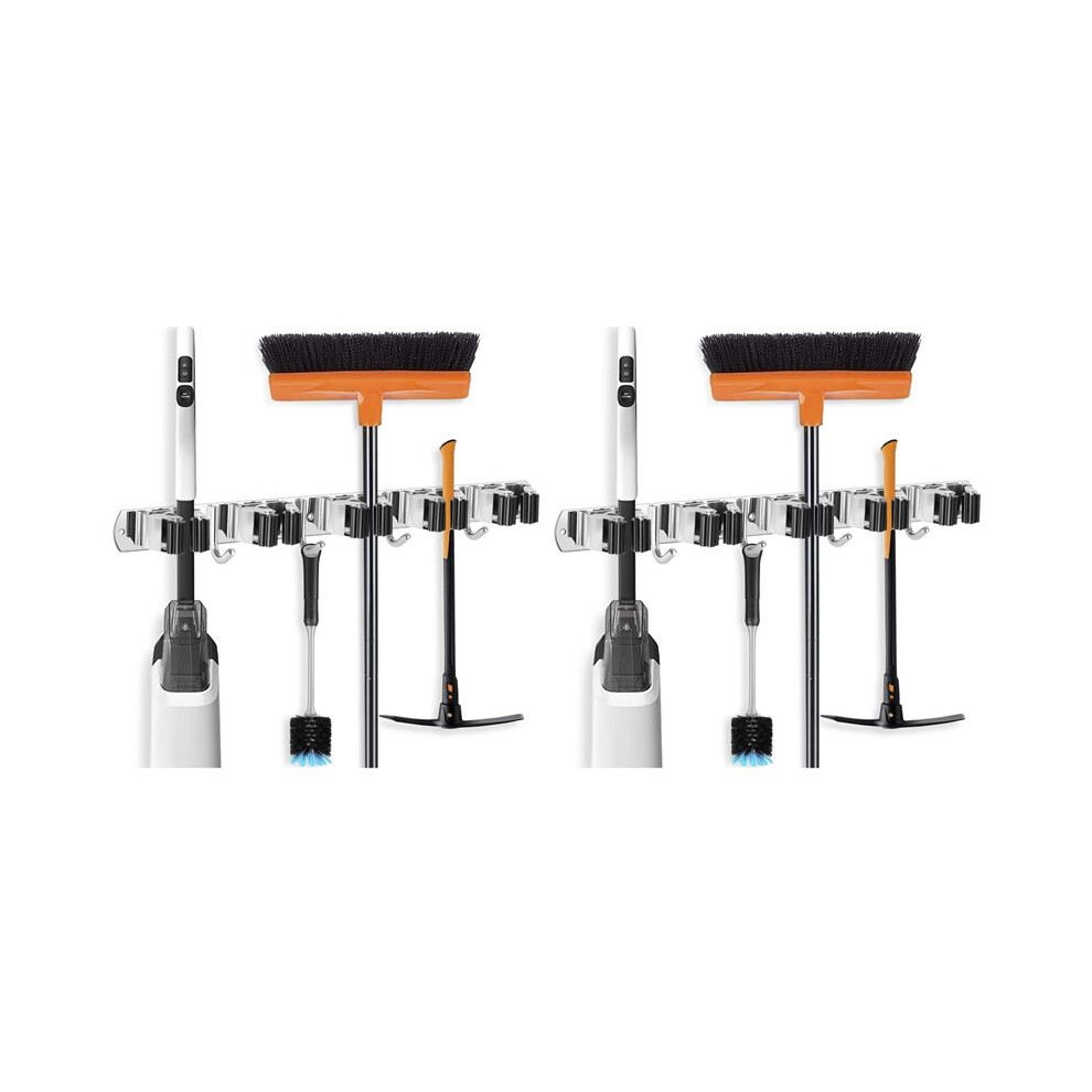2X Broom Holder Mop Hanger Wall Mount Metal Organization Garage Storage System Garden Kitchen Tool Organizer 6031612502716