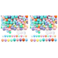 2 Set Silicone Beads, Silicone Loose Beads for Keychain Making Round Rubber Beads Polygonal