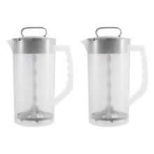 2X Mixing Pitcher for Drinks,2 Quart/64oz Plastic Water Pitcher with Lid,Easy-Mix Juice Container,Angled Plastic Blades