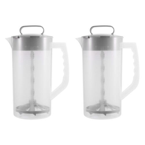 2X Mixing Pitcher for Drinks,2 Quart/64oz Plastic Water Pitcher with Lid,Easy-Mix Juice Container,Angled Plastic Blades