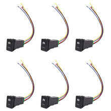 6szt. 33X22mm 12 V Niebieska Podświetlana Dioda LED Włącznik / Wyłącznik dla Landcruiser Yaris RAV4 Czarny