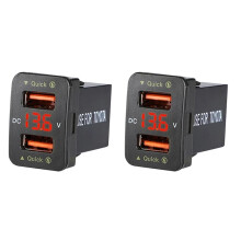 2X 36W Fast Car Charger QC3.0 Dual USB Fast Charger with Red Voltage Waterproof Mobile Phone Charger for