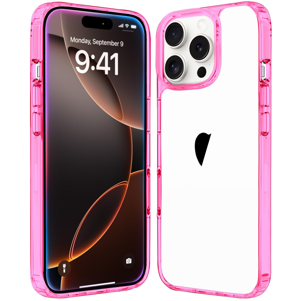 Shockproof Clear Case For Iphone 16 Pro, Antiyellow Transparent Cover With Raised Camera Bezels, Pink 9073542701149