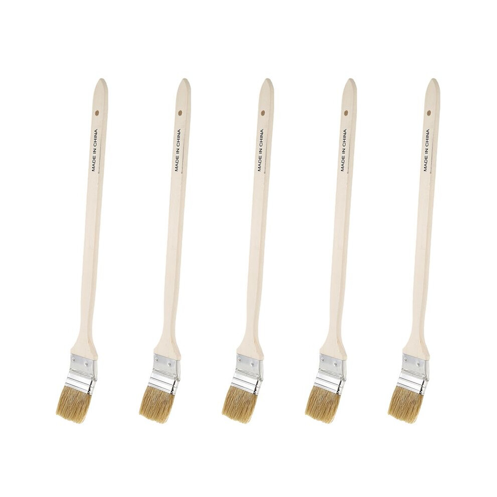 Semoic 5Pcs 2 Inch Wide Wooden Handle Metal Ferrule Faux Bristle Radiator Brush