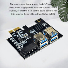 PCI-E 1 to 4 Expansion Card PCI-E 1X to 16X 4 Port Dual Layer USB3.0 Adapter Expansion Card for BTC Mining