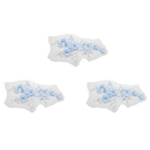 3X Beaded Hot Drilling Lace Bridal Beaded Flowers Embroidery Patches for Clothing Wedding DIY Decor Sky