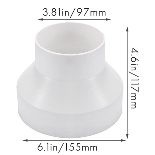 2X Ventilation Pipe Reducer Adapter Pipe Air Duct Adapter Pipe Connector for Inline Ventilation System(150-100mm) 2