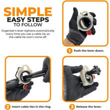 15Pcs Cable Tie Organizer, Tool Belt Tie Holder for 4/8/12/18 Inch Zip Ties Cable Tie Tightener Without Tie