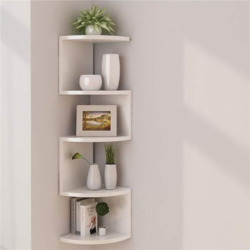 2X Wall Mounted Corner Storage Rack Classic Wall Rack 5 Layers Semicircular Partitions B 2