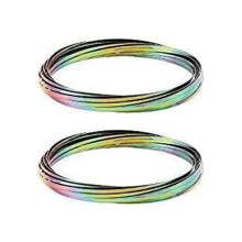 2Pcs Flow Ring Magic Bracelet Toy Metal Fastening Flow Rings Magic Hand Toy(Rainbow)
