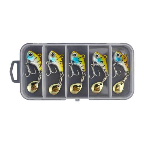 5Pcs Artificial Hard Baits Spinner Spoon Lures Rotating-Color 4