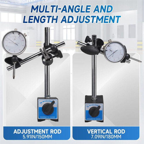 Magnetic Base Dial Indicator Kit with 22 Test Tips and Adjustable Long Arm for Lathe/Milling/Vibration Measurement 1