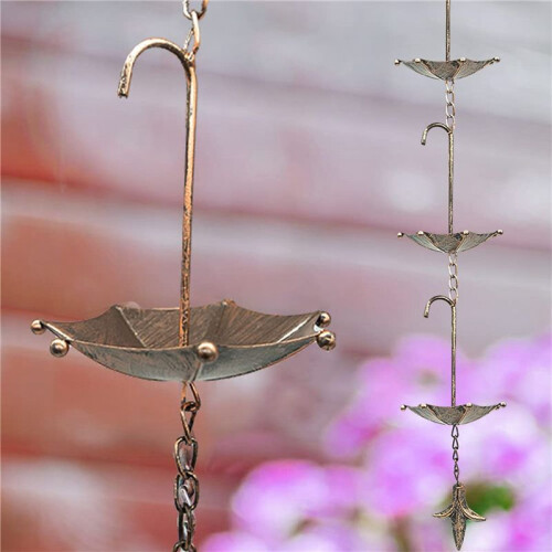 2X Rain Chains Metal Rain Chain Decorative Umbrella Rain Chain Bell Decor for Home,Replacement for Gutter Downspouts 2