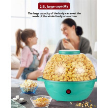 Popcorn Maker 500W Electric Stirring Popcorn Popper Quick-Heat Technology Cool Touchs Handles,Transparent Cover US Plug
