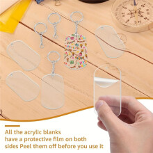 Acrylic Keychain Blanks Clear Ornament Blanks Set for DIY Keychain Crafts Jewelry Labels Gifts Packaging