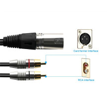 2 XLR Male to 2 RCA Male Plug Stereo Audio Cable Connector Y Splitter Cord for Microphone Mixing Console Amplifier(1.5M)