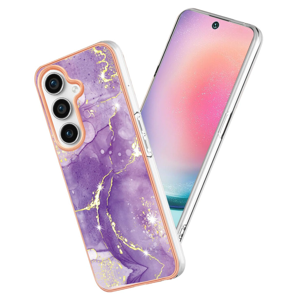 Marble Case For Samsung Galaxy S24 Fe, Slim Shockproof Antifingerprint Soft Grip Protective Cover Purple 9073542702023