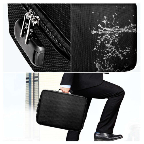 2X Fireproof Document Storage Lock Bag,Carry Wallet,Multi-Layer Document Storage,Suitable for Important Documents 2
