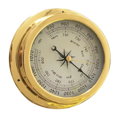 4 Pcs Boat Barometer Clock Thermometer Hygrometer Weather Station Set Wall Mounting Type Brass for Case for Shell Light 1
