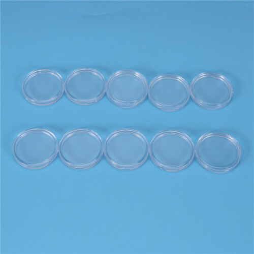 60 Pcs Small Round Transparent Plastic Coin Capsules Box 33mm 2