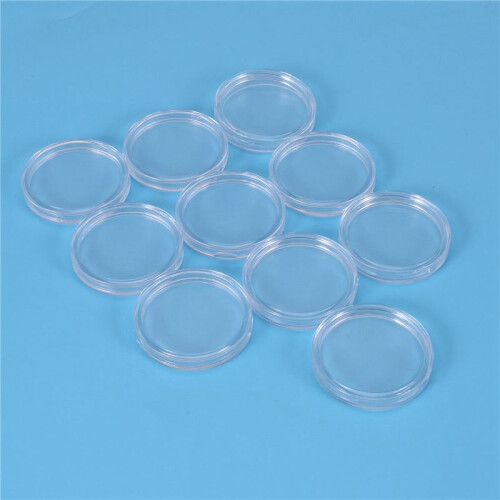60 Pcs Small Round Transparent Plastic Coin Capsules Box 33mm