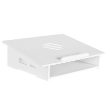 Laptop Stand Riser with Storage, Silent Ventilated Cooling for Desk and Home Office, Small White