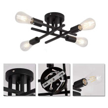 2X Industrial Style American Ceiling Lamp Corridor Aisle Chandelier Semi-Recessed Ceiling Lamp (Without Lamp)