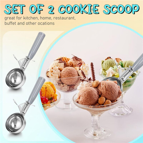 4Pcs 4oz Release Cookie Scoops Ice Cream Scooper with Trigger Release Portion Scoop Stainless Steel for Portion Control