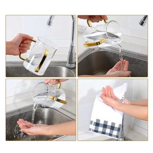 2X Copo para Lavar As Mãos com Alças Duplas, 5 Polegadas, Acrílico Transparente, Copo para Lavar Negel Vasser para Ritual Judaico Netilat Yadayim