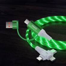LED Charging Cable, 6in1 Multi Charging Cable PD Fast Charging USB A/C to USB C/Micro USB, Green