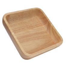 Square Rubber Wood Salad Bowl 21cm, Thick, Kitchen Tableware