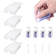 24-Pack Trabricks Bandejas de Arte de Diamante Empilháveis com Tampas, Kits de Arte de Pintura de Diamante para Adultos para Artesanato de Arte DIY A