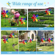 8Pcs Pinwheels for Garden,Colorful Flower Rainbow Garden Windmill,Wind Lawn Pinwheels Garden Windmills