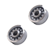 2 Pack Underwater Fountain Light 24V LED Ring IP68 Waterproof Stainless Steel Pool Spotlight White