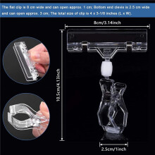 90 Pcs Label Holders Sign Clip, Plastic Clear Rotatable Sign Clips, Merchandise Sign Display Clip, Price Tag Clamp