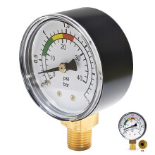 Pool Pressure Gauge 03 Bar PSI, 1/4 Inch Bottom Mount, Accurate WaterAir Monitoring for Pools