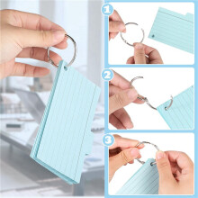 3X Index Card Holder Set,Index Box with 690 Assorted Flashcards, Colourful Lined, 18 Rings and Stickers for School
