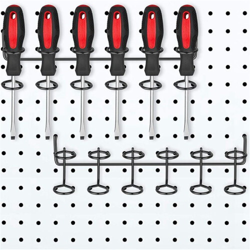 4 Pcs Screwdriver Holder Pegboard Multi-Tool Holder Accessory Pegboard Accessories Multi-Ring Tool Holder for Pegboard 1
