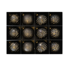12Pcs Christmas Baubles Ornament Shatterproof Decorative-Black