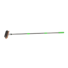 Long Handle Scrub Brush with Stiff Stainless Steel Bristles for Concrete and Pool Deck Moss Removal