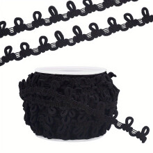Sewing Collar Closure 20Yard Long Elastic Button Straps-Black