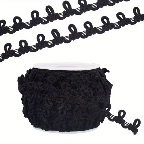 Sewing Collar Closure 20Yard Long Elastic Button Straps-Black