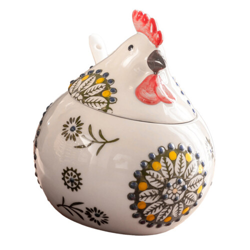 Kitchen Chicken Shaped Ceramic Container For-Green