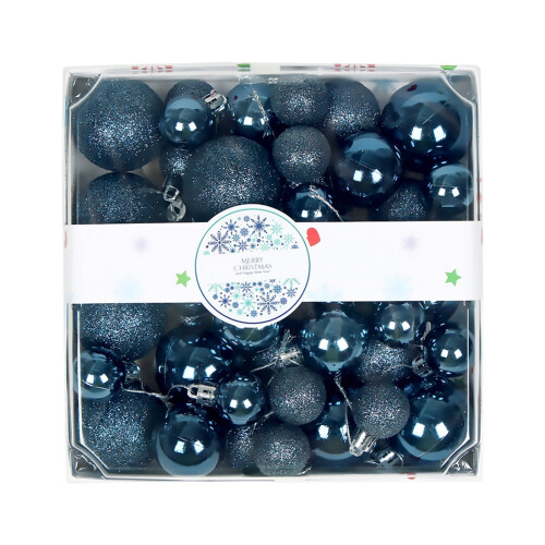 Reusable Christmas Ornament Plastic Ball Sequins-Navy blue