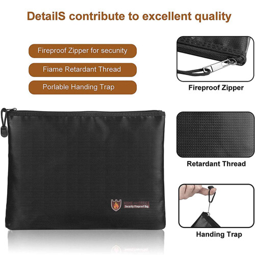 2X Fireproof Document Bag,Waterproof and Fireproof Document Bags,Fireproof Money Bag for A4 Document Holder