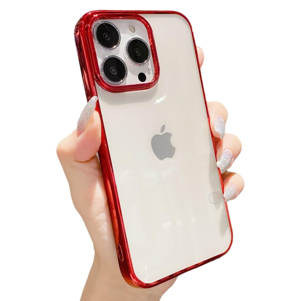 Clear Electroplated Case For Iphone 15 Ultra Thin Tpu Slim Transparent Protective Cover Red 9330225985617